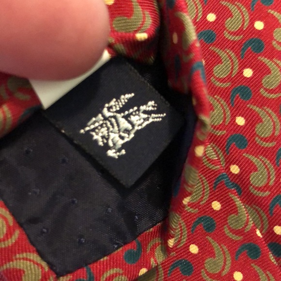 Vintage Deadstock BURBERRY’s of LONDON 100% Silk Tie Paisley Graphic Dot NEW - Picture 8 of 16